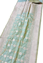 Blue Banarasi Handloom Pure Katan Silk Saree - Luxurion World
