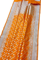 Orange Banarasi Handloom Pure Katan Silk Saree - Luxurion World