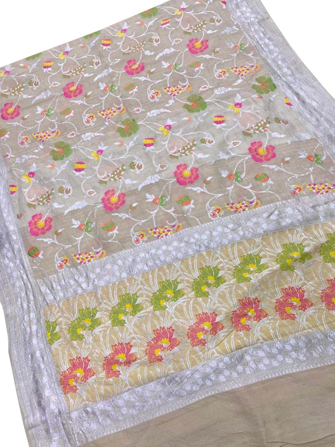Dyeable Banarasi Handloom Pure Tussar Georgette Meenakari Saree - Luxurion World