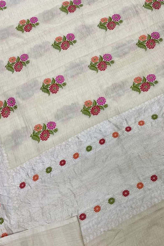 Dyeable Banarasi Handloom Pure Tussar Georgette Meenakari Saree - Luxurion World