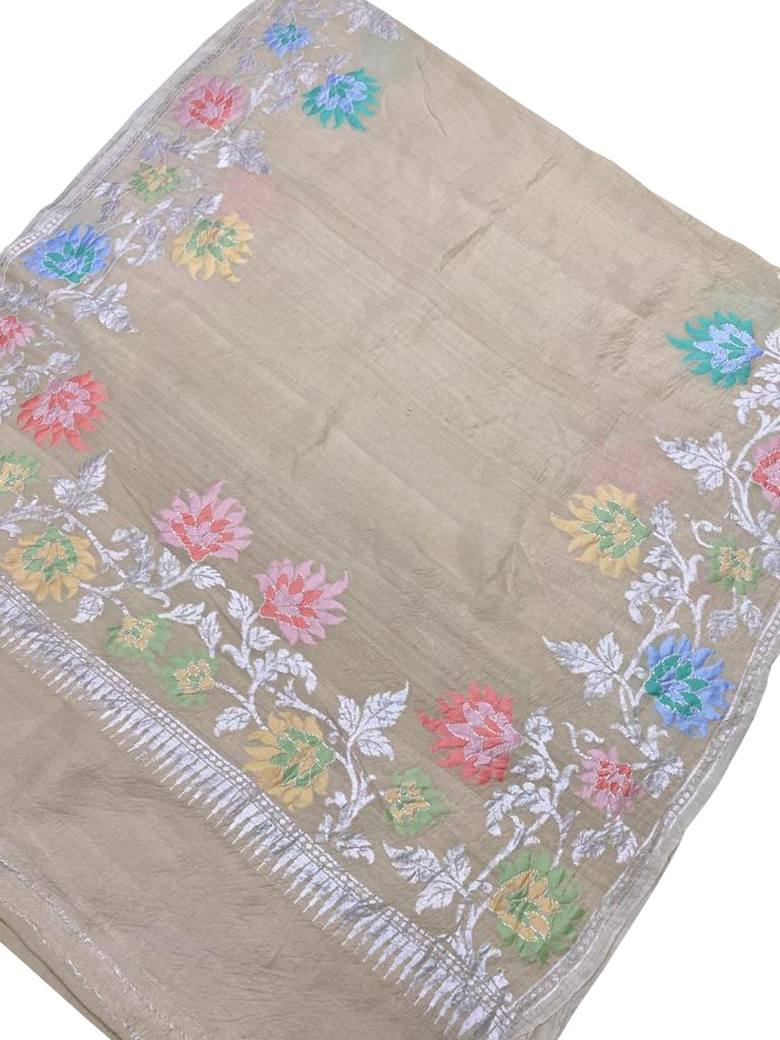 Dyeable Banarasi Handloom Pure Tussar Georgette Meenakari Saree - Luxurion World