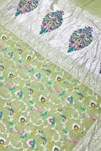Green Handloom Banarasi Pure Tussar Georgette Meenakari Saree - Luxurion World
