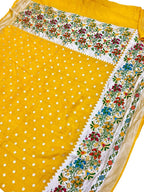 Yellow Handloom Banarasi Pure Tussar Georgette Meenakari Saree - Luxurion World