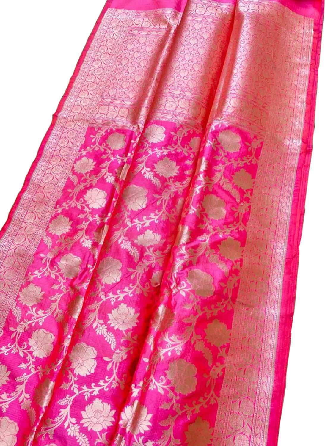 Pink Banarasi Handloom Pure Katan Silk Saree - Luxurion World