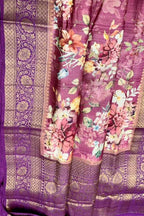Pink Handloom Banarasi Pure Tussar Silk Digital Printed Saree - Luxurion World