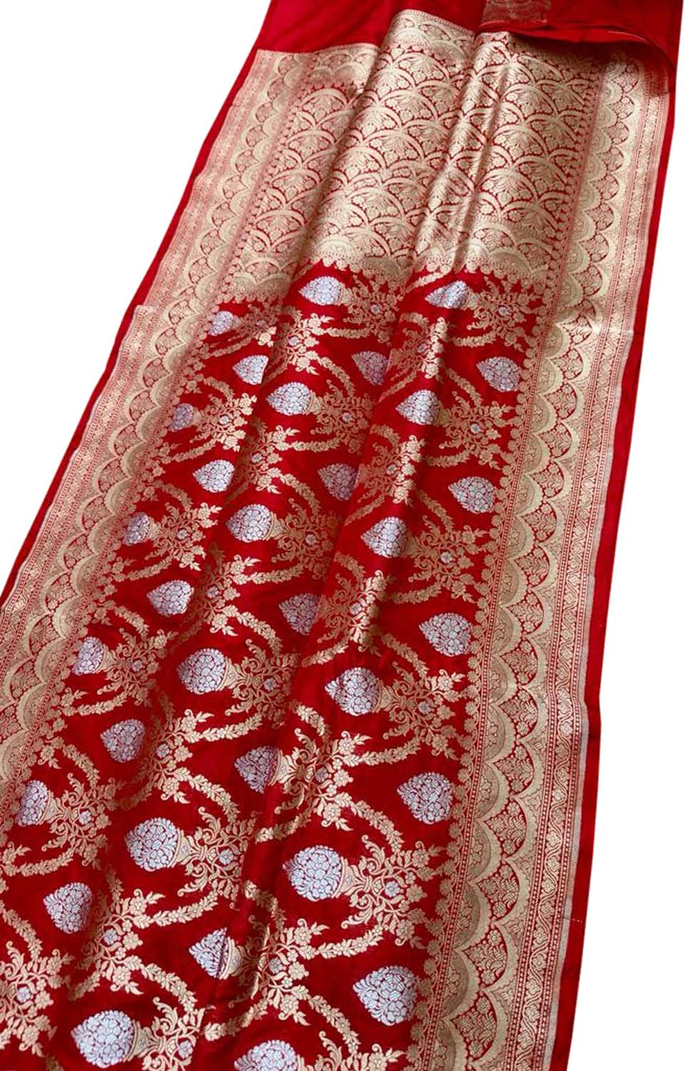 Red Banarasi Handloom Pure Katan Silk Sona Roopa Saree