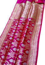 Pink Banarasi Handloom Pure Katan Silk Sona Roopa Saree - Luxurion World