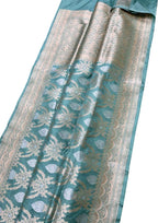 Blue Banarasi Handloom Pure Katan Silk Sona Roopa Saree - Luxurion World