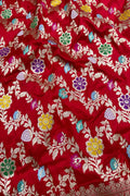 Elegant Red Banarasi Handloom Pure Katan Silk Kadwa Meenakari Saree - Luxurion World