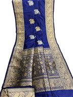 Exquisite Blue Banarasi Handloom Pure Katan Silk Saree: Timeless Elegance - Luxurion World