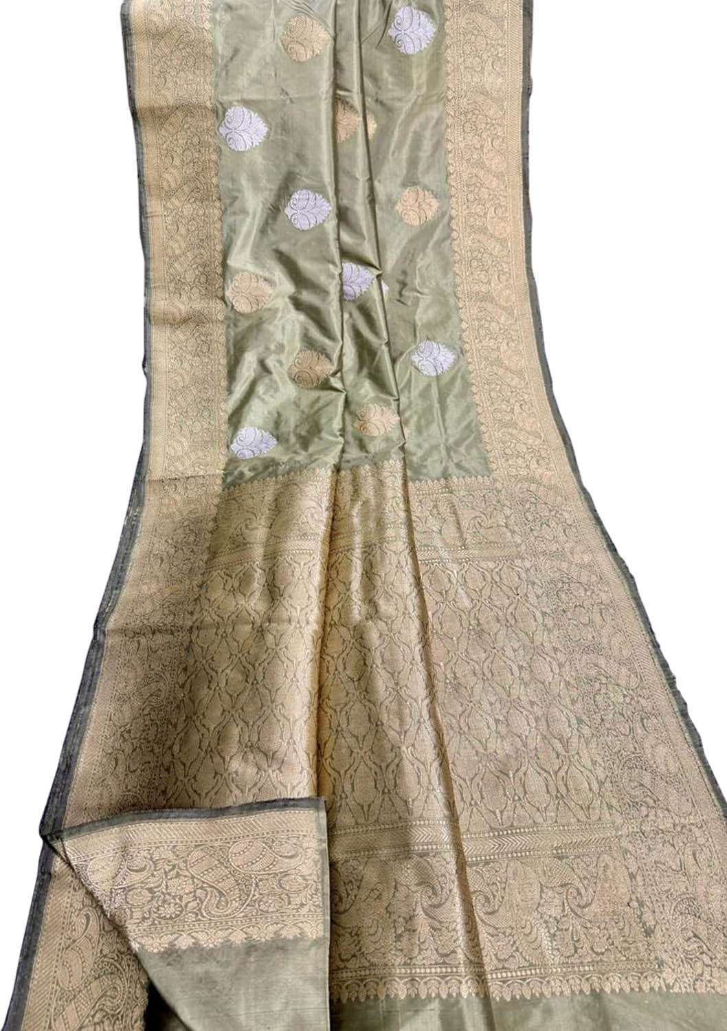 Elegant Pastel Banarasi Handloom Pure Katan Silk Saree - Luxurion World