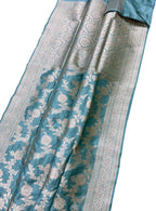 Elegant Blue Banarasi Handloom Pure Katan Silk Saree - Luxurion World