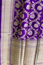 Elegant Purple Banarasi Handloom Pure Katan Silk Saree - Luxurion World