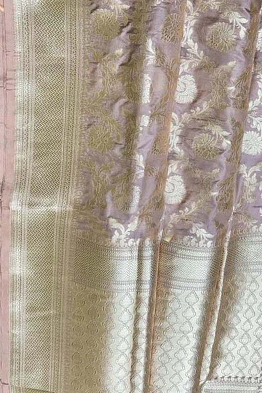 Elegant Pink Banarasi Handloom Pure Katan Silk Saree - Luxurion World