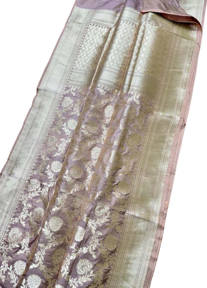 Elegant Pink Banarasi Handloom Pure Katan Silk Saree - Luxurion World