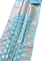 Elegant Blue Banarasi Handloom Pure Katan Silk Saree - Luxurion World