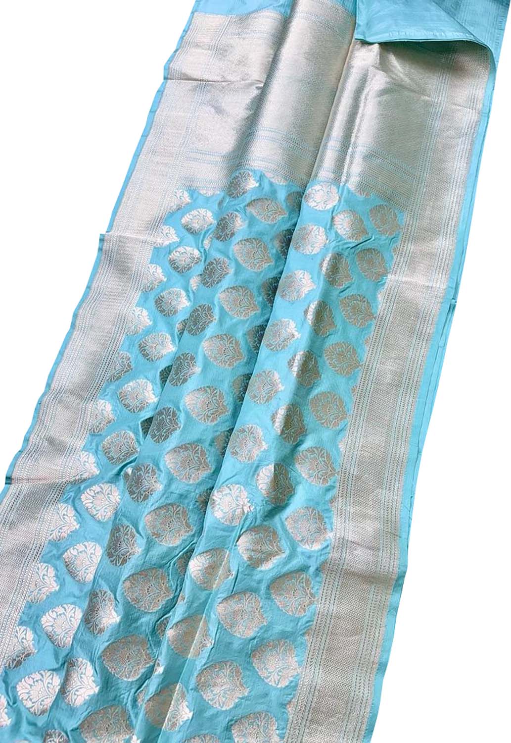 Elegant Blue Banarasi Handloom Pure Katan Silk Saree - Luxurion World
