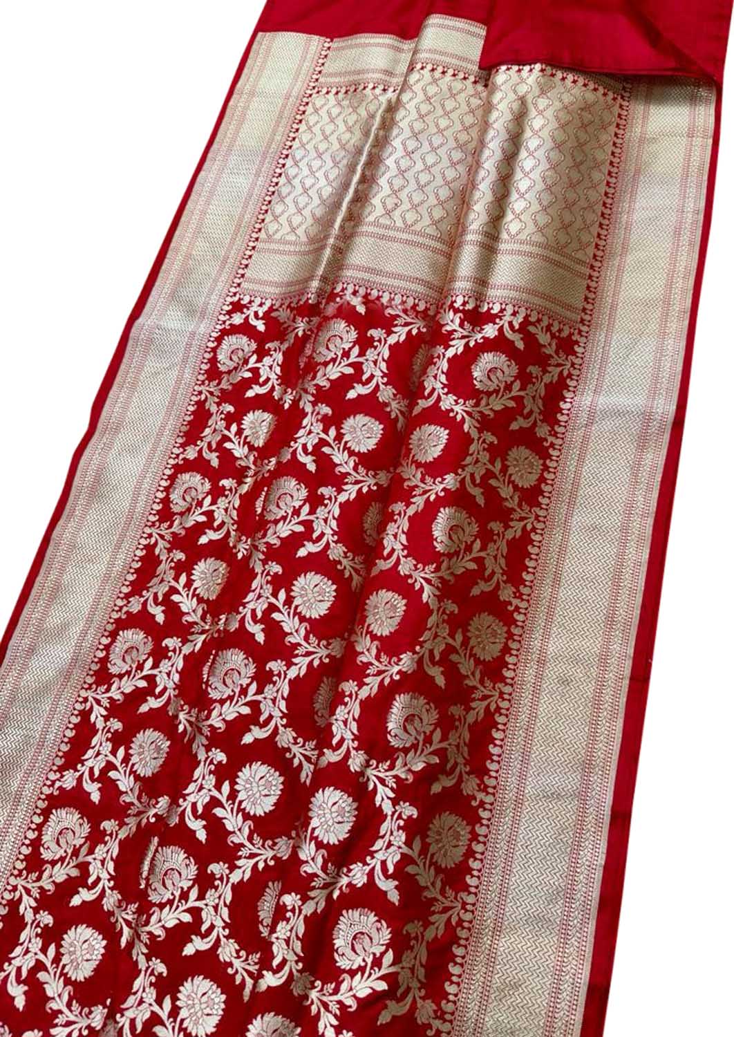 Elegant Red Banarasi Handloom Pure Katan Silk Saree - Luxurion World