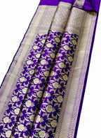 Elegant Purple Banarasi Handloom Pure Katan Silk Saree - Luxurion World