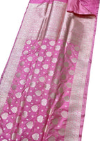 Elegant Pink Banarasi Handloom Pure Katan Silk Saree - Luxurion World