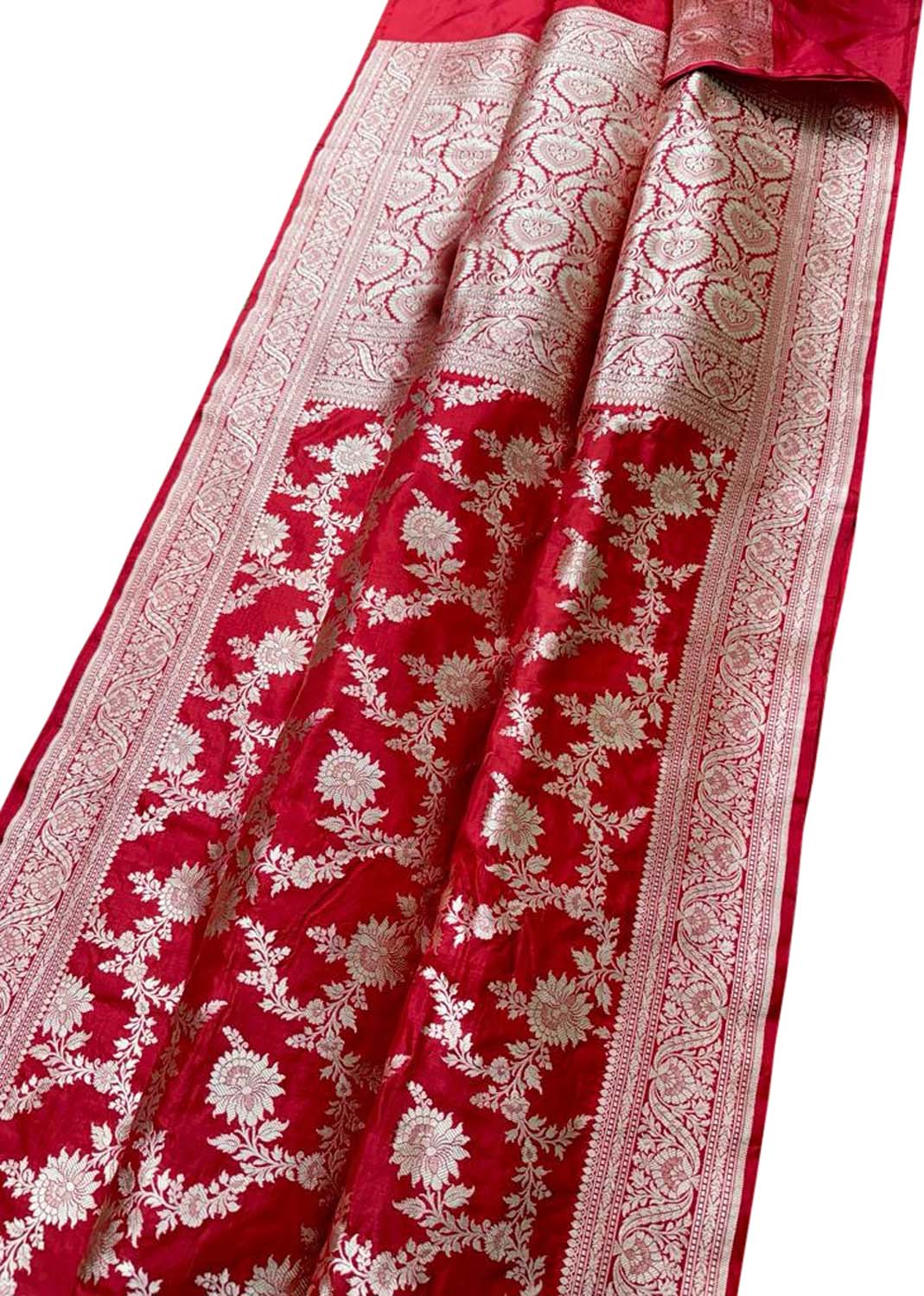 Elegant Red Banarasi Handloom Pure Katan Silk Saree - Luxurion World