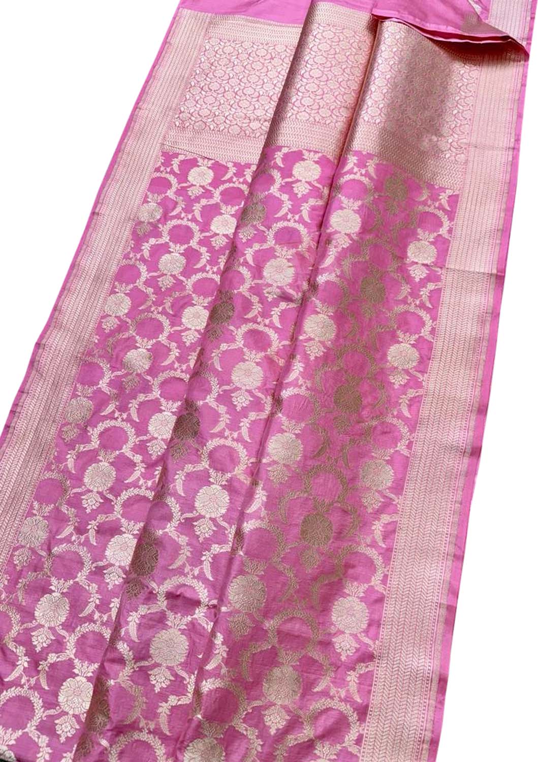 Elegant Pink Banarasi Handloom Pure Katan Silk Saree - Luxurion World