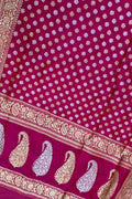 Elegant Pink Handloom Banarasi Silk Saree with Booti Design - Luxurion World