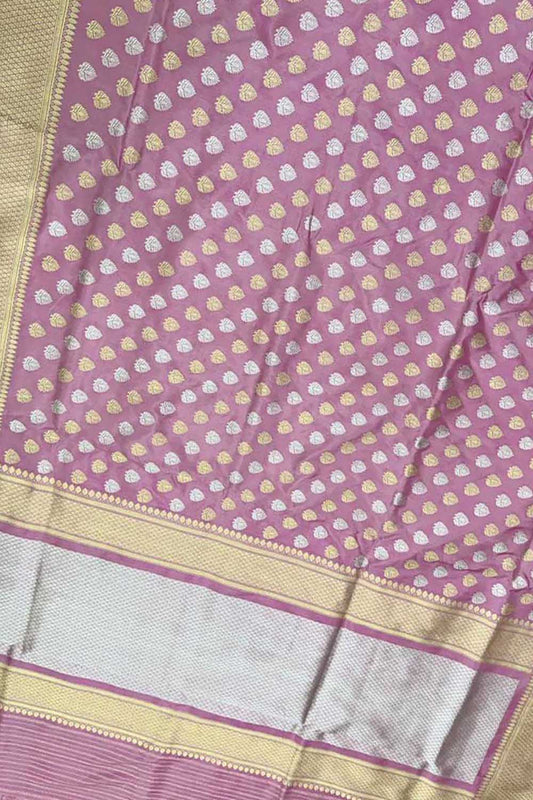 Handloom Banarasi Katan Silk Saree with Sona Roopa Booti - Luxurion World