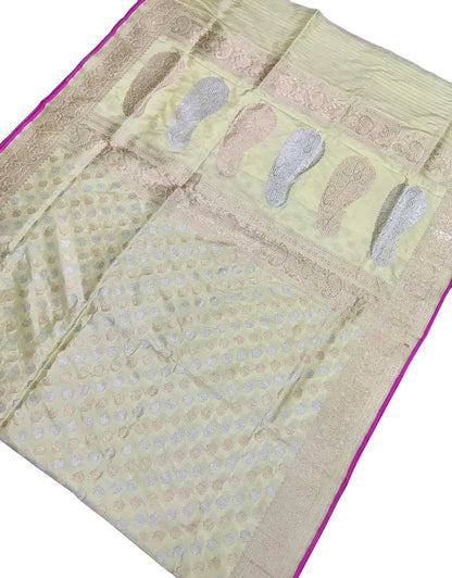 Elegant Pastel Handloom Banarasi Silk Saree - Luxurion World