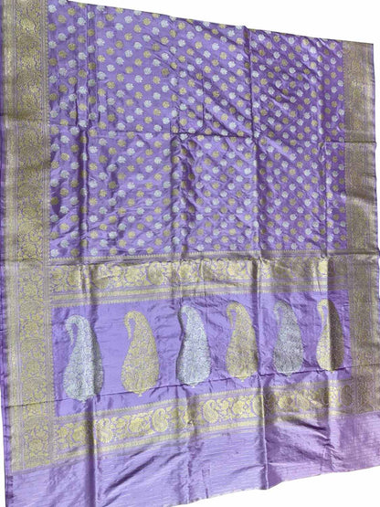 Elegant Purple Handloom Banarasi Silk Saree - Luxurion World