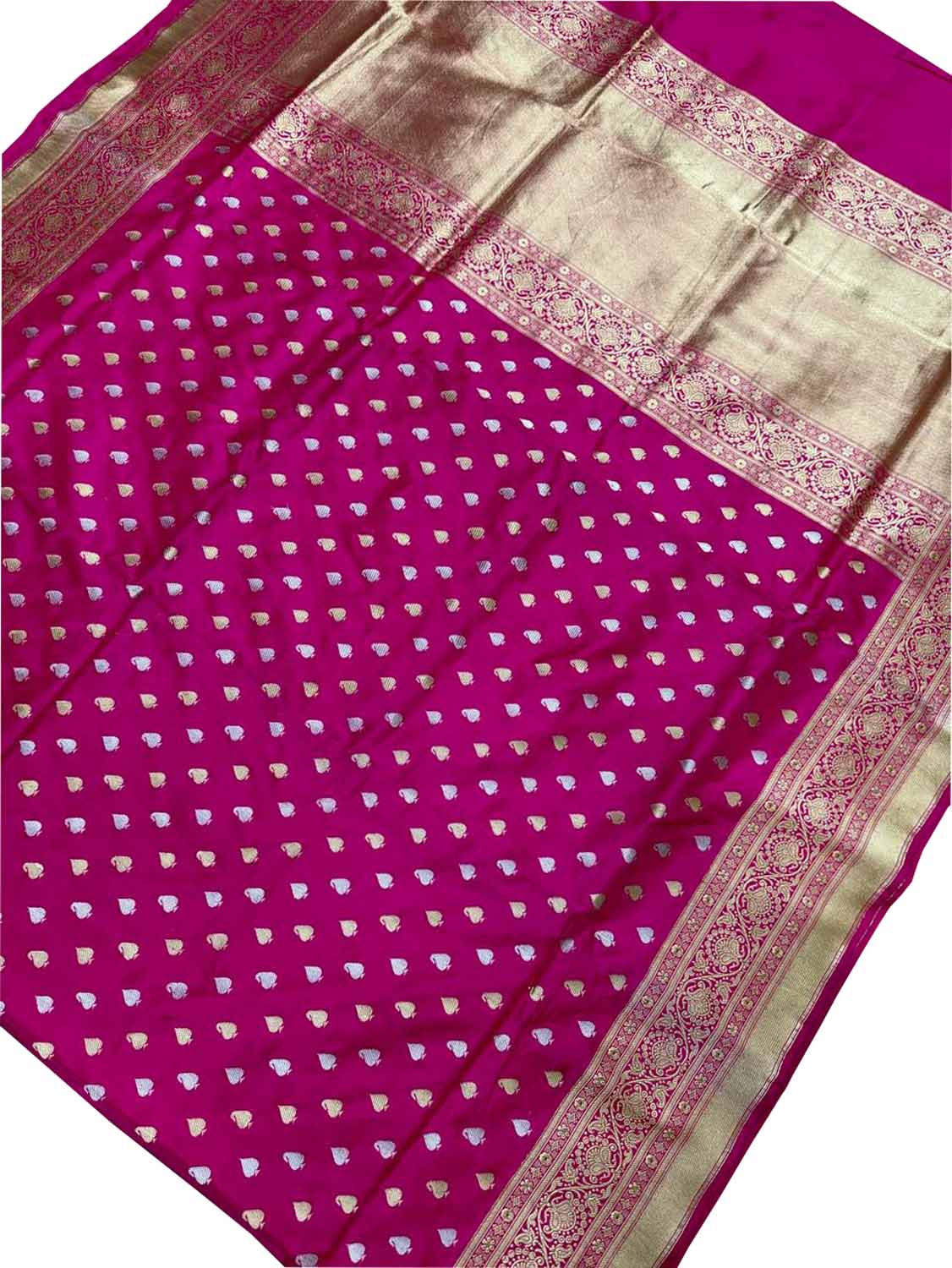 Elegant Pink Handloom Banarasi Silk Saree - Luxurion World