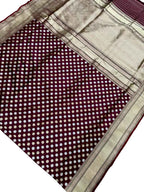 Elegant Maroon Handloom Banarasi Silk Saree - Luxurion World