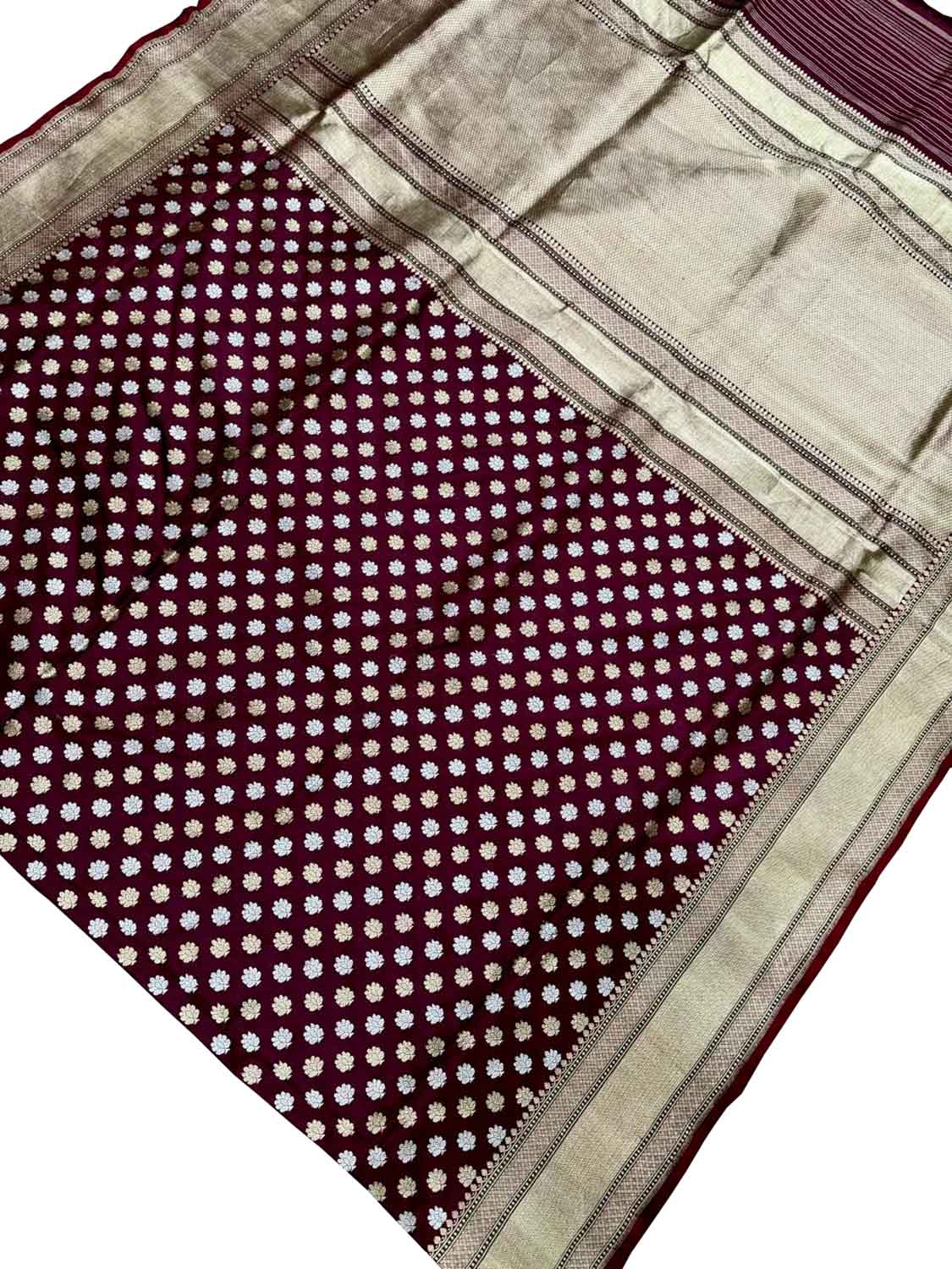 Elegant Maroon Handloom Banarasi Silk Saree - Luxurion World