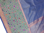 Blue Handloom Banarasi Pure Katan Silk Meenakari Big Border Saree - Luxurion World