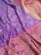 Purple Handloom Banarasi Pure Katan Silk Meenakari Big Border Saree - Luxurion World