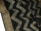 Black Handloom Banarasi Pure Katan Silk Sona Roopa Zig Zag Design Saree - Luxurion World