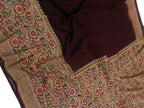 Maroon Handloom Banarasi Pure Georgette Meenakari Saree - Luxurion World