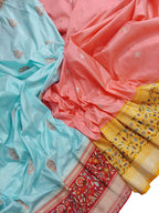 Blue Handloom Banarasi Pure Katan Silk Meenakari Saree - Luxurion World