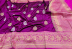 Purple Handloom Banarasi Pure Katan Silk Sona Roopa Big Booti Design Saree - Luxurion World