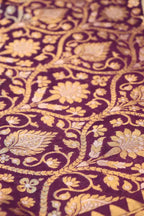 Purple Handloom Banarasi Pure Georgette Sona Roopa Saree - Luxurion World