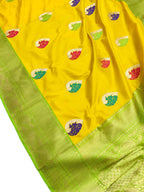 Yellow Handloom Banarasi Pure Katan Silk Saree - Luxurion World