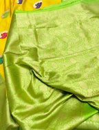 Yellow Handloom Banarasi Pure Katan Silk Saree - Luxurion World