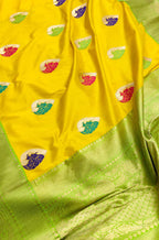 Yellow Handloom Banarasi Pure Katan Silk Saree - Luxurion World