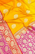 Yellow Handloom Banarasi Pure Katan Silk Saree - Luxurion World