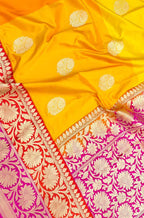 Yellow Handloom Banarasi Pure Katan Silk Saree - Luxurion World