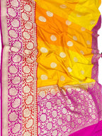 Yellow Handloom Banarasi Pure Katan Silk Saree - Luxurion World