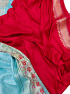 Blue Handloom Banarasi Pure Katan Silk Meenakari Saree - Luxurion World