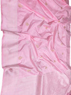 Pink Handloom Banarasi Pure Katan Silk Sona Roopa Saree - Luxurion World