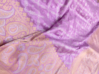Purple Handloom Banarasi Pure Katan Silk Sona Roopa Saree