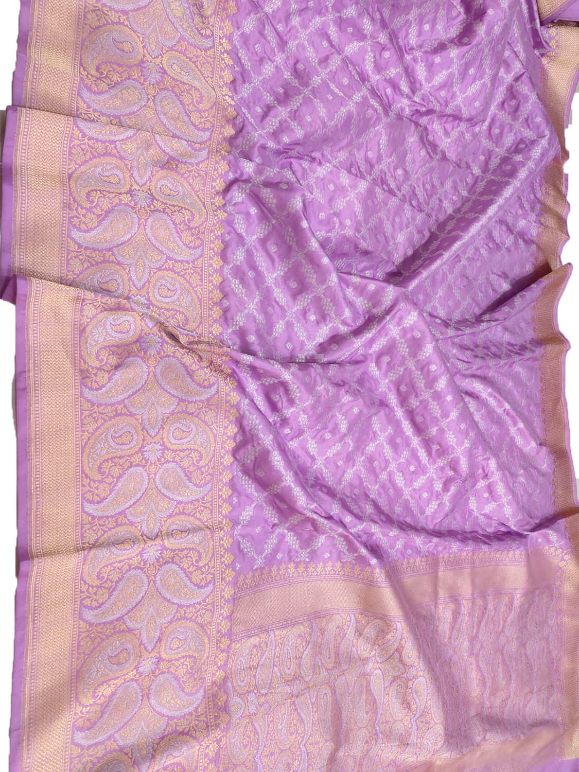 Purple Handloom Banarasi Pure Katan Silk Sona Roopa Saree - Luxurion World